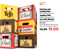  jupiler bud hertog jan leffe krat bier 18 24 25 30 100 r trade king beers lage jaar legitimatie alcohol nix18 pils blond 