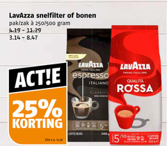  lavazza koffiebonen koffie 25 50 100 500 snelfilter bonen pak zak 250 espresso italiano classico arabica kilo v.a. coffee beans torino italia qualita rossa 5 black ge 