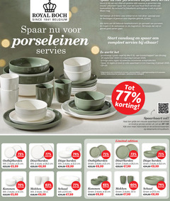  spaarakties 1 2 6 10 13 15 24 33 60 65 royal boch since belgium spaar porseleinen servies word sfeervol gedekte tafel gerechten luxe wit groen mixen ontbijt diner feestdagen dagelijks gebruik kiest bekende kwaliteitsmerk gemaakt porselein vaatwasser magnetron bewijs stijl gemak start ontvangt zegel maandag januari zegels wisselende actieproducten lever volle spaarkaart alcoholische dranken geneesmiddelen zuigelingenvoeding maanden boeken telefoonkaarten postzegels cadeaukaarten nieuwe let dekamarkt.nl limited edition ontbijtborden stuks cm 23 99 5 dinerborden 26 diepe borden 34 8 7 9 kommen 19 mokken 18 schaal 27 