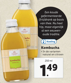  250 japanese kombucha groene thee style koude gefermenteerde fris drank basis hip eigenlijk eeuwen oude traditie koeling naturel citroen ml 