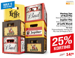  jupiler hertog jan leffe bud krat bier 5 18 24 25 30 100 trade king beers jaar legitimatie alcohol nix18 pils blond 