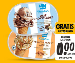  vanilla hertog yssalon drie chocolades chocoladesaus stukjes chocolade pecan karamel vanille gezouten karamelsaus pecannoot punten ijssalon bak ml 