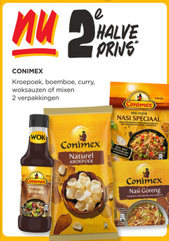  2 100 2443 halve conimex kroepoek boemboe curry woksauzen mixen since mix nasi mild indonesisch roerbakgerecht kruiden verse groenten wok naturel natuurlijke ingredienten woksaus teriyaki zoet portion goreng kruidig rijstgerecht 