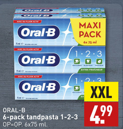  oral-b tandpasta 1 2 3 6 oral b avec du fluor actif ml eager les cares maxi pack 6x anti caries fraicheur xxl 1-2-3 