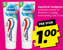  aquafresh tandpasta 3 freshmint bescherming 75ml tandsteen controle tube ml stuk 