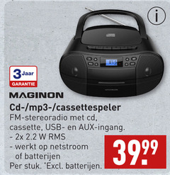  3 jaar play record cd mp3 cassettespeler fm stereoradio cassette usb aux ingang 2x rms netstroom batterijen stuk 