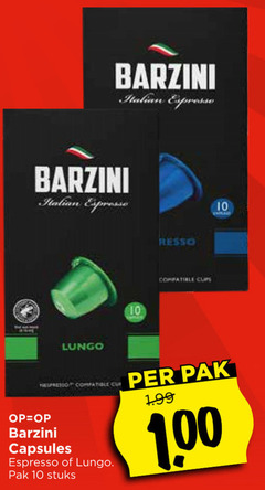  barzini koffiecups 10 italian lungo compatible capsules espresso pak stuks cups 