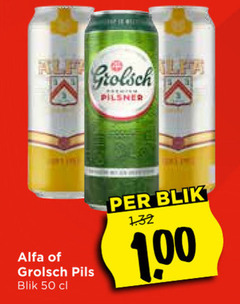  alfa grolsch blikjes bier 50 100 pilsner pils blik 