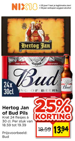  bud hertog jan krat bier 18 24 25 30 100 nix18 jaar legitimatie alcohol beers pils stuk 