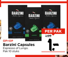  barzini koffiecups 10 capsules espresso lungo pak stuks 