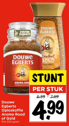  douwe egberts oploskoffie 200 excellent gold aroma evenwichtig rood pot stuk 