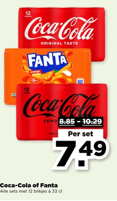  coca-cola fanta cola frisdrank 12 33 coca original taste orange less sugar zero blikjes 