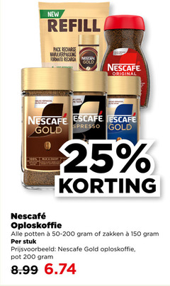  nescafe oploskoffie 25 100 150 200 new pack recharge navulverpakking gold original nieuwe taste rijk zacht potten zakken stuk pot 