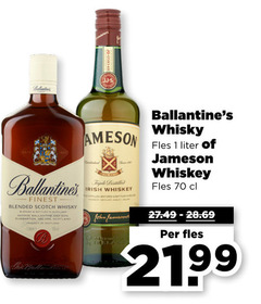  jameson ballantines whisky 1 finest blended scotch bottled george ballantine and dumbarton scotland triple distilled irish whiskey matured john fles liter 