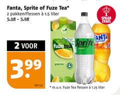  fuze tea sprite fanta frisdrank ice 2 pakken flessen liter spaar zegel fuzetea zero sugar green 