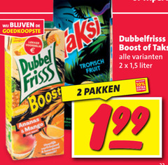  2 10 ledger dubbel frisss boost ananas mango tropisch fruit pakken dubbelfrisss taksi 1 5 liter 