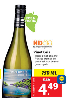  witte wijn 6 18 25 30 750 fris fruitig pinot gisborne new nix18 jaar alcohol legitimatie frisse fruitige peer gele appels ml 5.99 