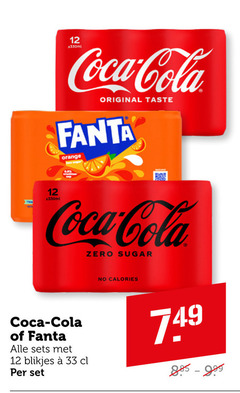  fanta coca-cola cola frisdrank 12 33 coca original taste orange this zero sugar blikjes calories 