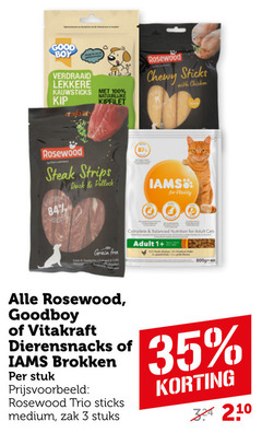  3 35 100 good boy verdraaid kauwsticks kip natuurlijke kipfilet rosewood chewy sticks with chicken steak strips duck iams for vitality grain free sense collin balanced nutrition adult cats 1 vitakraft dierensnacks brokken stuk trio medium zak stuks 