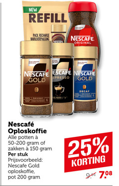  nescafe oploskoffie 25 100 150 200 new pack recharge navulverpakking original gold rijk zacht decaf potten zakken stuk pot 