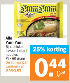  yum noodles 25 60 600 asian hour cuisine chicken flavour halal contents inhoud instant pak varieeren 