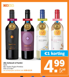  settesoli rode wijn witte 1 8 18 stevig soepel puglia geografica primitivo rosso fris droog pinot grigio siciliane blush fles liter varieeren 5.99 