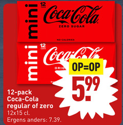  coca-cola cola 12 mini coca zero sugar calories pack regular orig ergens 