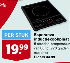  5 80 stuk esperanza inductiekookplaat standen temperatuur graden timer elders 