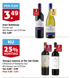  rode wijn witte 2 3 5 25 fles jean sablenay franse flessen liter soepel rond merlot co chardonnay vin france tunupa reserva colle chileense italiaanse riserva montepulciano 