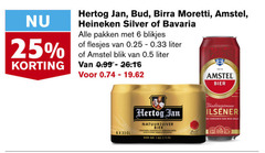  birra moretti bavaria heineken silver bud hertog jan amstel blikjes bier 1 6 25 1870 pakken 0.25 liter blik natuurzuiver 5.1 pilsener 