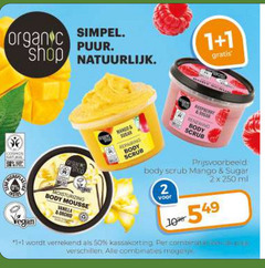  1 2 10 24 50 250 organics shop simpel puur natuurlijk cosmos natural body scrub mango sugar 2x ml mousse combinaties combinatie 