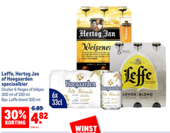  hoegaarden leffe hertog jan blikjes bier speciaalbieren 6 30 300 330 speciaalbier cluster ml 6x blond tarwebier eigenzinnig fris karakter lichte warme kleur witte sier lang glas brouwer 5 7 weizener anno wit blanche witbier wheat beer biere brewed with coriander orange naturally cloudy belge belgisch abdijbier vanille clou subtiel vleugje kruidnagel winst 