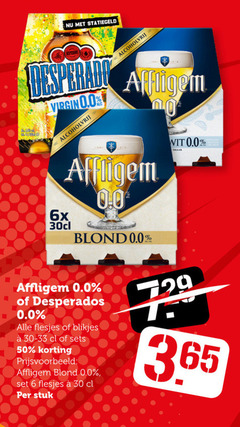  affligem speciaalbieren 6 30 50 desperado virgin 0.0 alcoholvrij 6x blond wit desperados blikjes stuk 