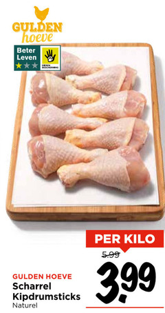  gulden hoeve beter leven dieren bescherming scharrel kipdrumsticks naturel kilo 5.99 3.99 