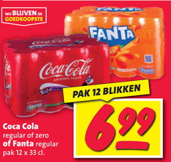  fanta coca-cola cola frisdrank 12 33 coca regular zero pak original tarte blikken 