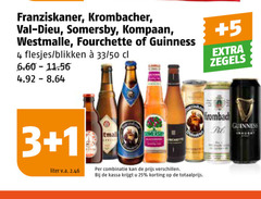  westmalle franziskaner speciaalbieren 1 3 4 25 krombacher val somersby kompaan guinness blikken 33 50 liter v.a. combinatie kassa 5 zegels 