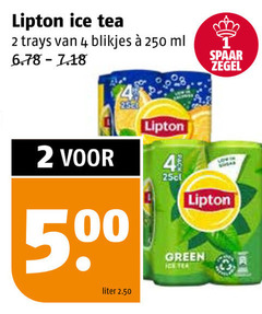  lipton ice tea 2 4 250 500 2520 spaar zegel trays blikjes ml liter green 