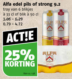  alfa blikjes bier 6 25 33 50 edel pils strong tray blik liter v.a. 