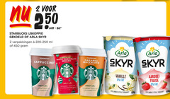  arla starbucks ijskoffie yoghurt 2 50 450 gekoeld skyr ml cappuccino holiday edition white chocolate mocha flavour chilled coffee bold espresso creamy milk hints cocoa caramel macchiato vanille icelandic style aardbei fraise 