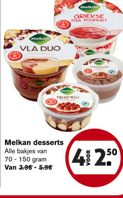  150 pica melkan vla duo tiramisu griekse stijl yoghurt chocolade desserts bakjes 