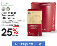  alex meijer koffie 5 6 25 500 1836 eerlijke roodmerk filterkoffie krimp blik kilo snelfilter co. co excellent lex rouge snelfiltermaling cafe moulu ds kop medium gebrand 