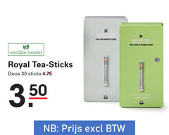  royal thee 30 eerlijke tea sticks doos earl grey light and aromatic blend green with hint natural lemon stick 