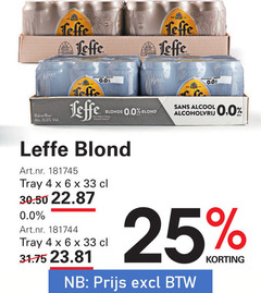  leffe blikjes bier alcoholvrij 4 6 25 33 0.0 blonde blond tray sans alcohol 