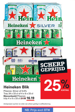  heineken silver 0.0 blikjes bier 4 6 24 25 33 pack since orig honneur 330ml new beer koude biertje r pils blik pilsener tray scherp geprijsd cider zelfbediening 