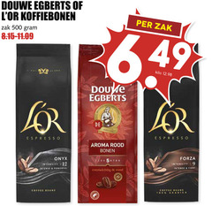  douwe egberts l or koffiebonen 9 12 100 500 1357 zak espresso onyx intensity intense aroma rood bonen evenwichtig rond kilo forza fiery coffee beans arabica 