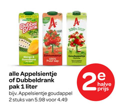  appelsientje dubbeldrank fruitdrank 1 2 100 dubbel drank mango guanabana puur sap goudappeltje pak liter goudappel stuks halve 