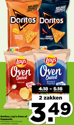  lays doritos chips 2 50 crunch iconic taste nacho cheese flavour sweet chilli pepper nutri score b oven baked naturel zakken combineren less fa roasted paprika 