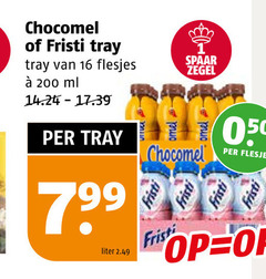  fristi chocomel chocolademelk drinkyoghurt 16 200 tray spaar zegel ml flesje liter 