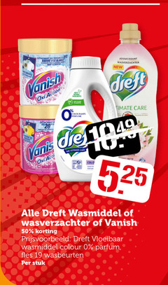  vanish dreft wasmiddel vlekkenverwijderaar wasverzachter 19 20 50 detachant vos blancs action acti colourants perfume adoucissant new care ultimate vloeibaar colour parfum fles wasbeurten stuk 