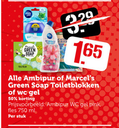  50 750 ambi pur green soap stop activ wc active gel toiletblok water flowers ambipur toiletblokken pink fles ml stuk 